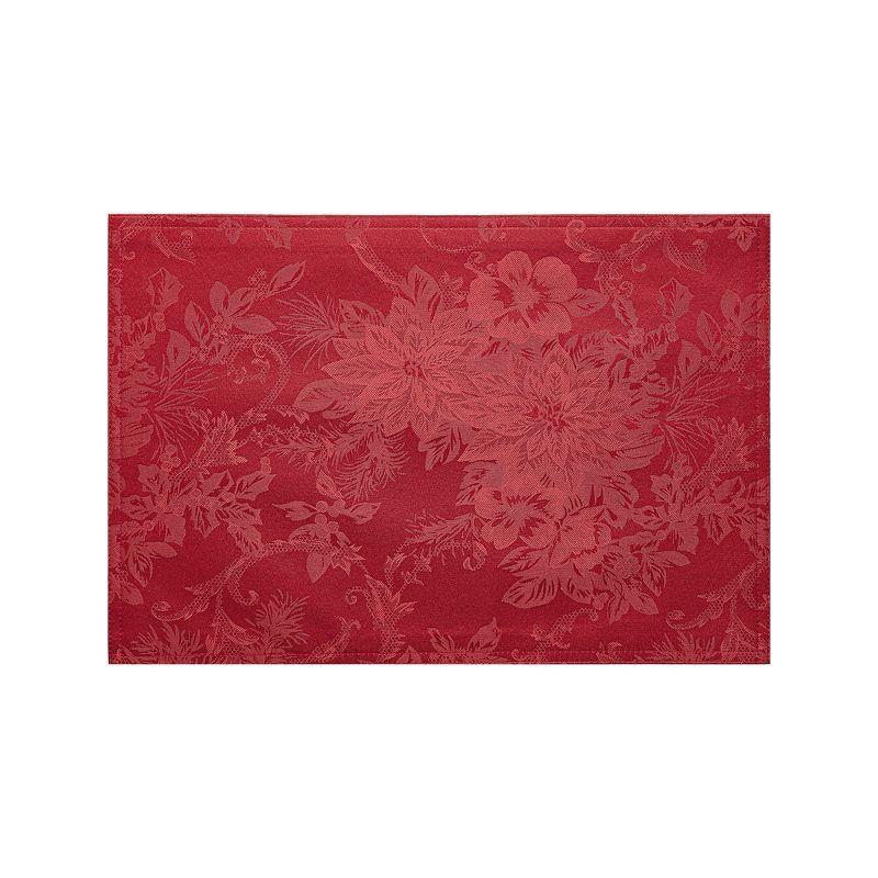 Elrene Poinsettia Elegance Jacquard Holiday Placemat - 13" x 19" - Elrene Home Fashions