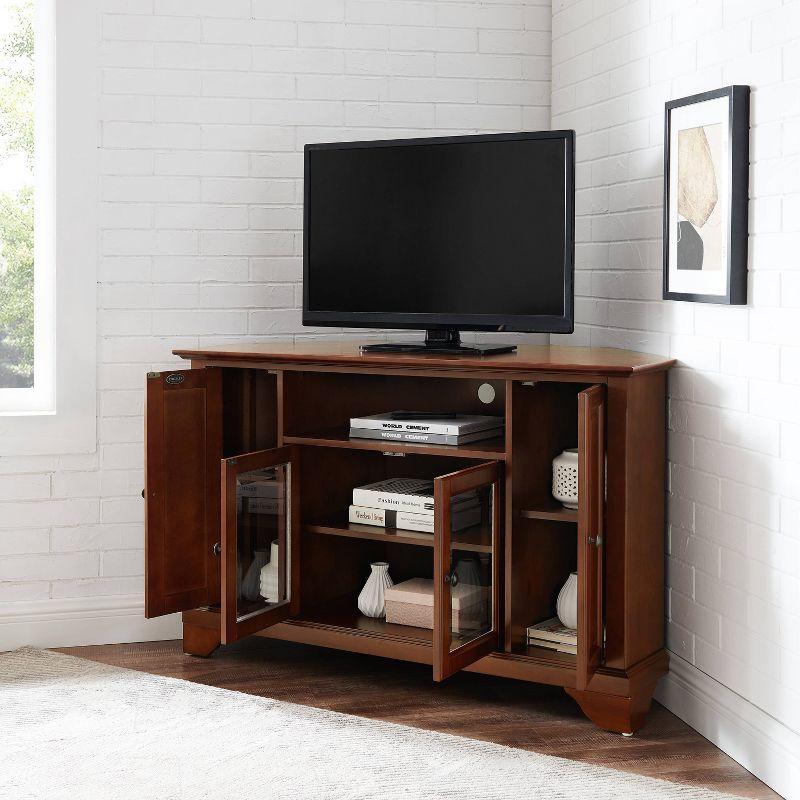 Crosley LaFayette Corner TV Stand for TVs up to 48" Dark Red: Mid-Century Modern, Media Console with Cable Management