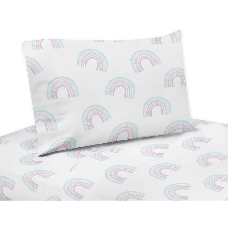 Pink and Turquoise Rainbow Print Twin Sheet Set