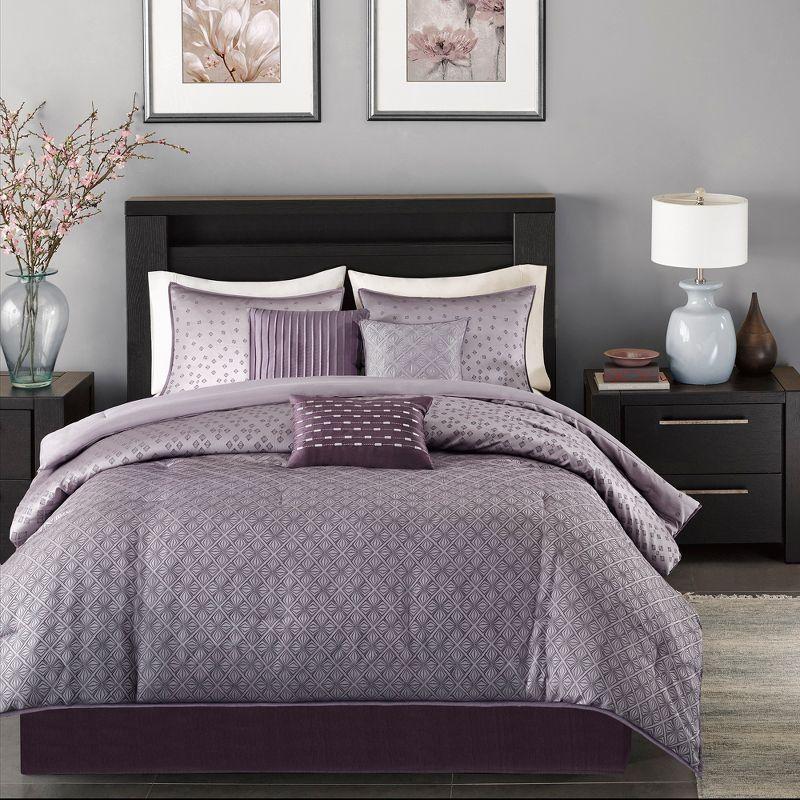 Biloxi Geometric 7 Piece Jaquard Comforter Set