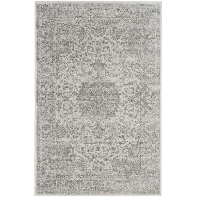 Gray Hand-Knotted Synthetic Traditional Area Rug