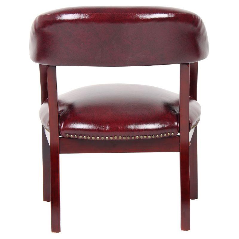 Elegant Mahogany Wood Finish Captain's Chair in Black Vinyl