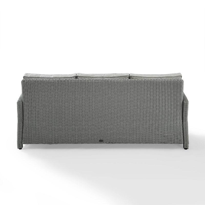 Gray Three-Seat Outdoor Wicker Sofa with Steel Frame