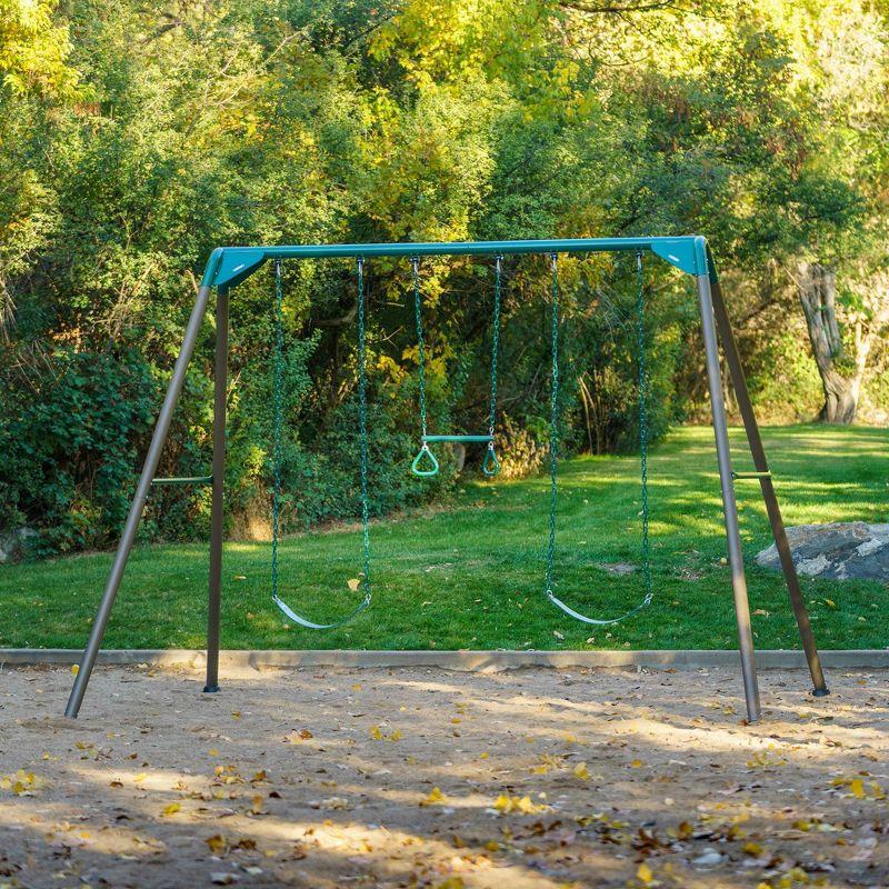 Lifetime Earthtone Metal Swing Set with Trapeze Bar