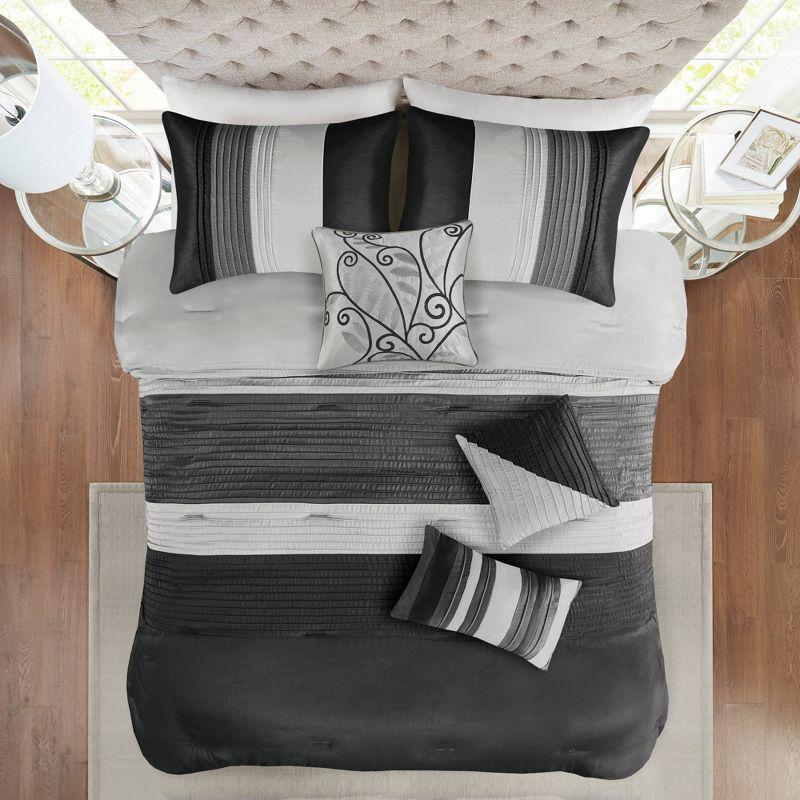 Madison Park Amherst 7 Piece Striped and Pleated Comforter Set & Reviews | Wayfair