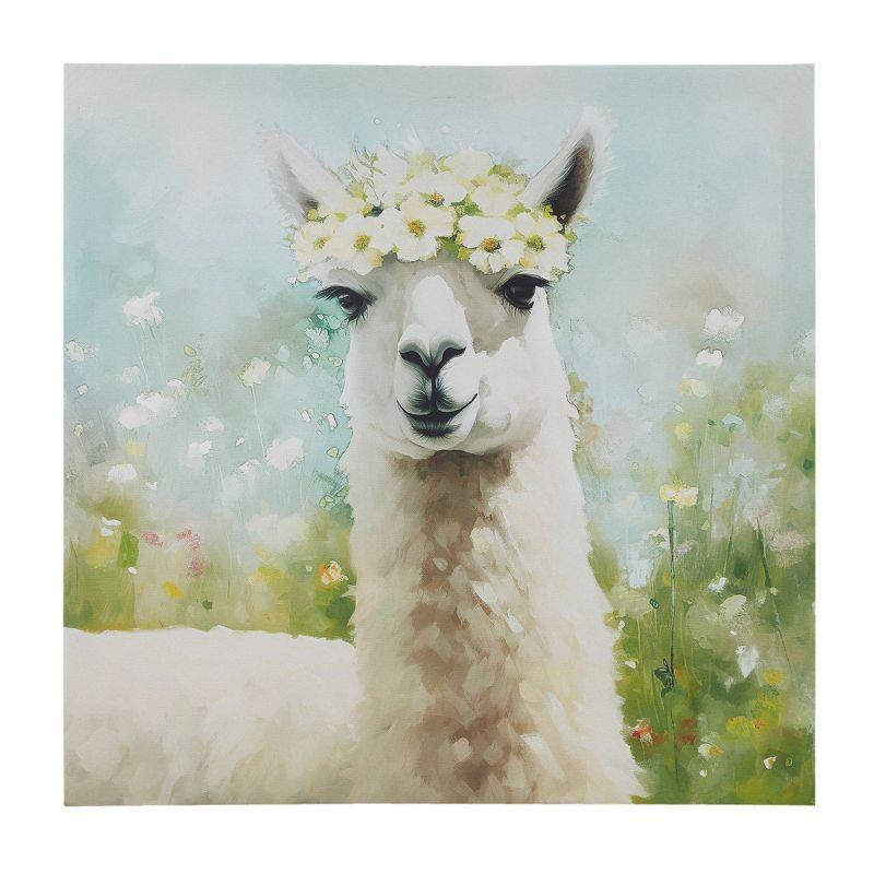 Sunshine Llama in Flower Fields Canvas Wall Art