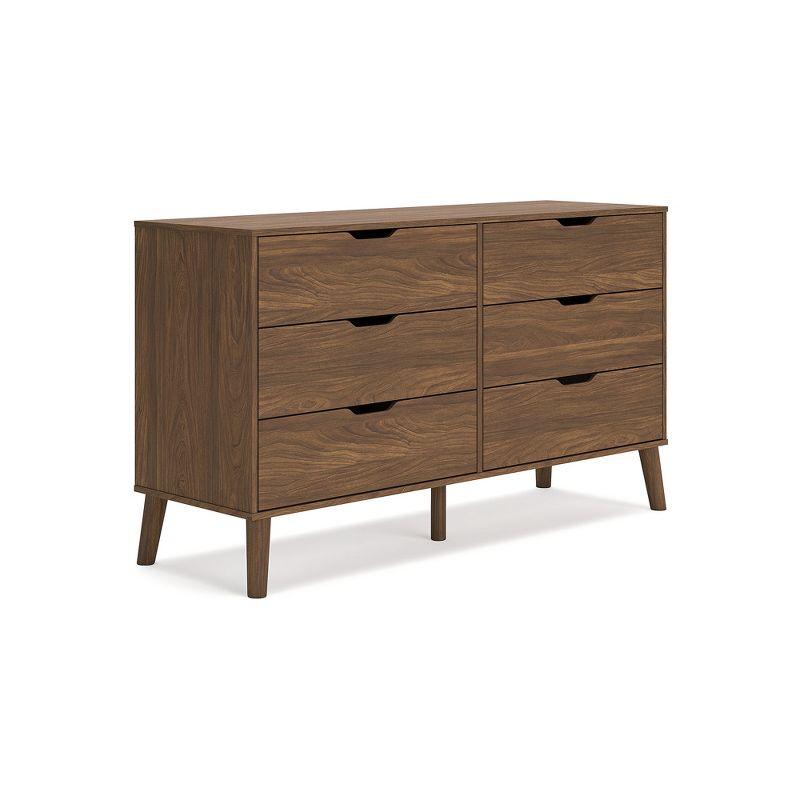 Auburn Brown 6-Drawer Mid-Century Modern Dresser