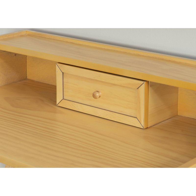 Sleek Natural Finish Foldable Writing Desk with Storage Drawer