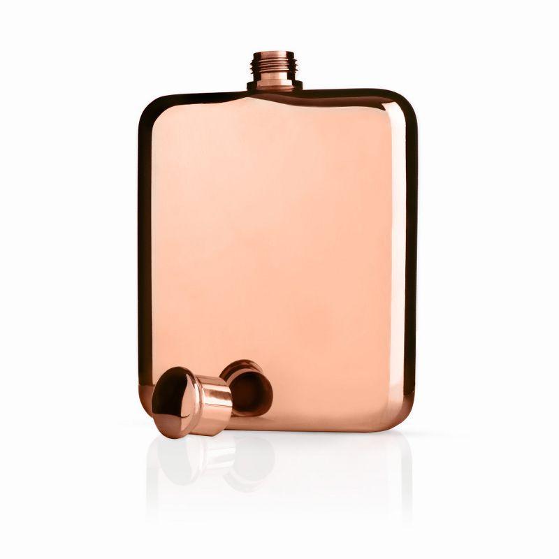 Viski Copper Flask, Stainless Steel Flask with Screw Top, Copper Plated Liquor Flask for Women and Men, 6 Ounces, Copper, Set of 1