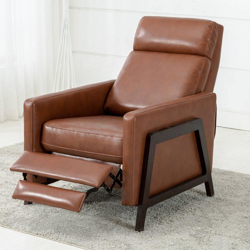 Maxton Caramel Faux Leather Mid Century Modern Recliner