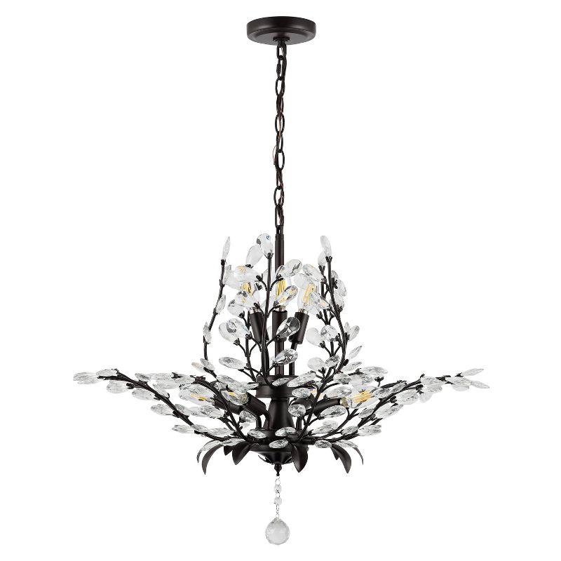 28.5" 7-Light Diantha Contemporary Bohemian Iron/Acrylic LED Pendant Oil Rubbed Bronze/Clear - JONATHAN Y: ETL Listed, Adjustable Height