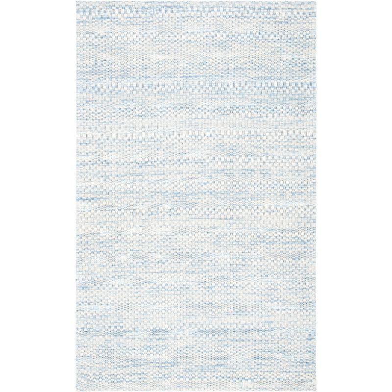 Marbella Blue and Ivory Flat Woven Wool Area Rug