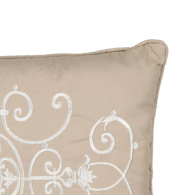 Ivory Bensonhurst Embroidered Lumbar Throw Pillow, 13"x18"