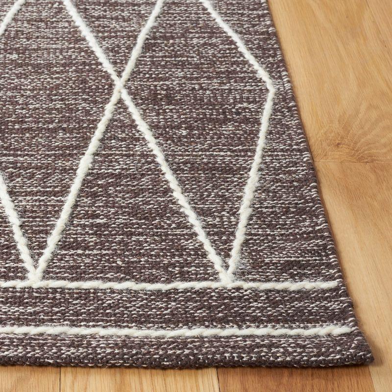 Bohemian Ivory Square Handwoven Wool-Cotton Blend Kilim Rug - 6'