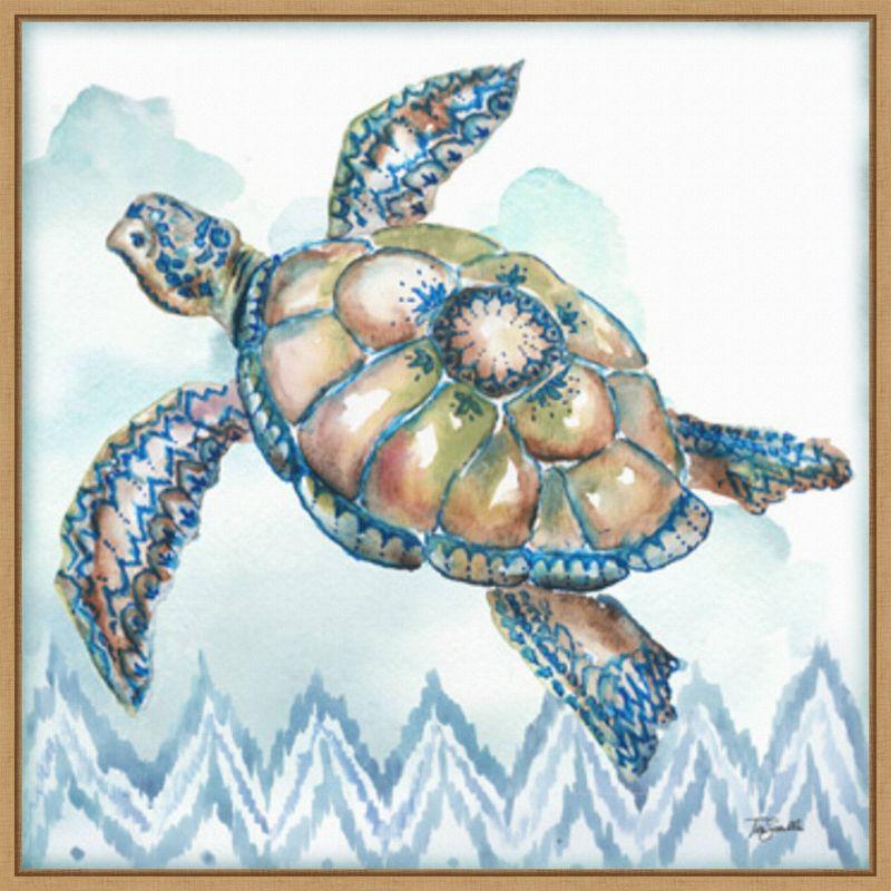 Amanti Art Boho Shells I Sea Turtle by Tre Sorelle Studios Framed Wall Art Print