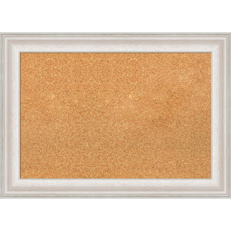 Amanti Art Whitewashed Silver Framed Cork Bulletin Board 28x20