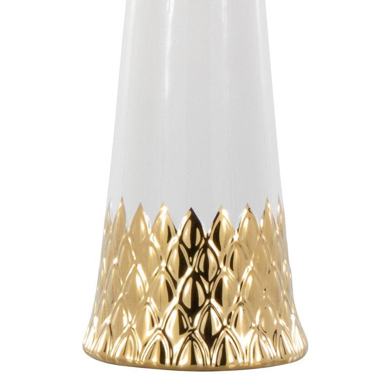 LumiSource Penelope 22" Contemporary Ceramic Table Lamp White and Gold : UL Listed, 1-Way Socket Switch