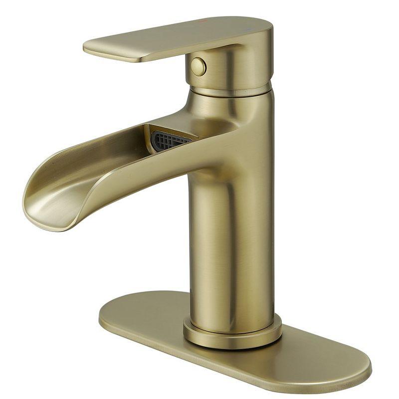 Brushed Gold Single Handle Waterfall Bathroom Faucet