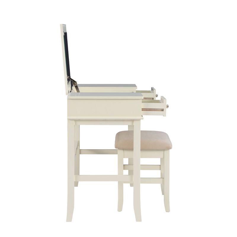 Jackson Traditional Wood Flip-up Mirror Vanity with Stool, Nickel Hardware - Linon