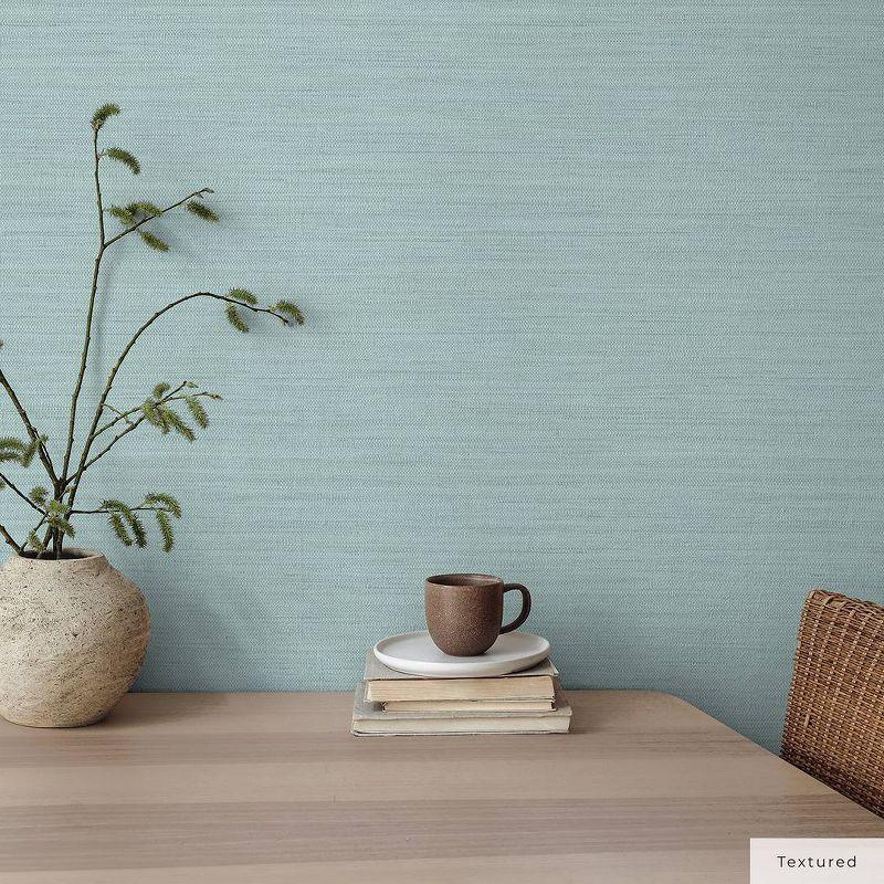 Tempaper & Co.® Faux Horizontal Grasscloth Removable Peel and Stick Wallpaper, Textured Seaglass, 56 sq ft: Vinyl, Prepasted
