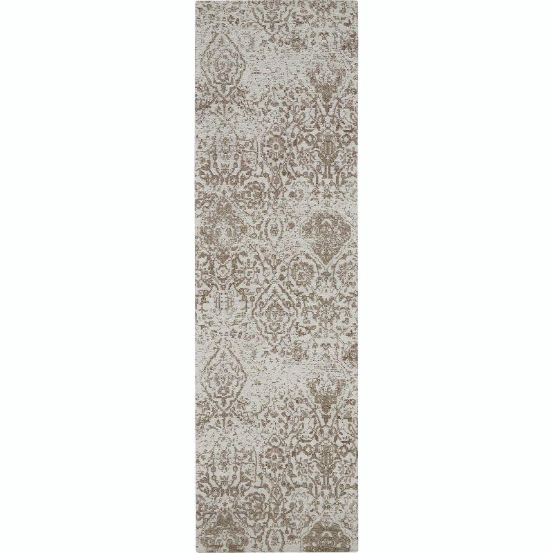 Ivory Medallion Flat Woven Reversible Runner Rug