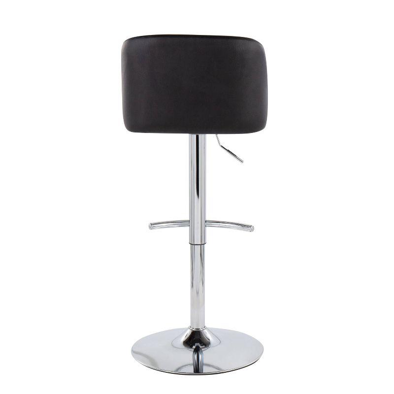LumiSource Set of 2 Toriano PU Leather/Metal Barstools Chrome/Black:: Adjustable, Swivel, Upholstered Counter Seating