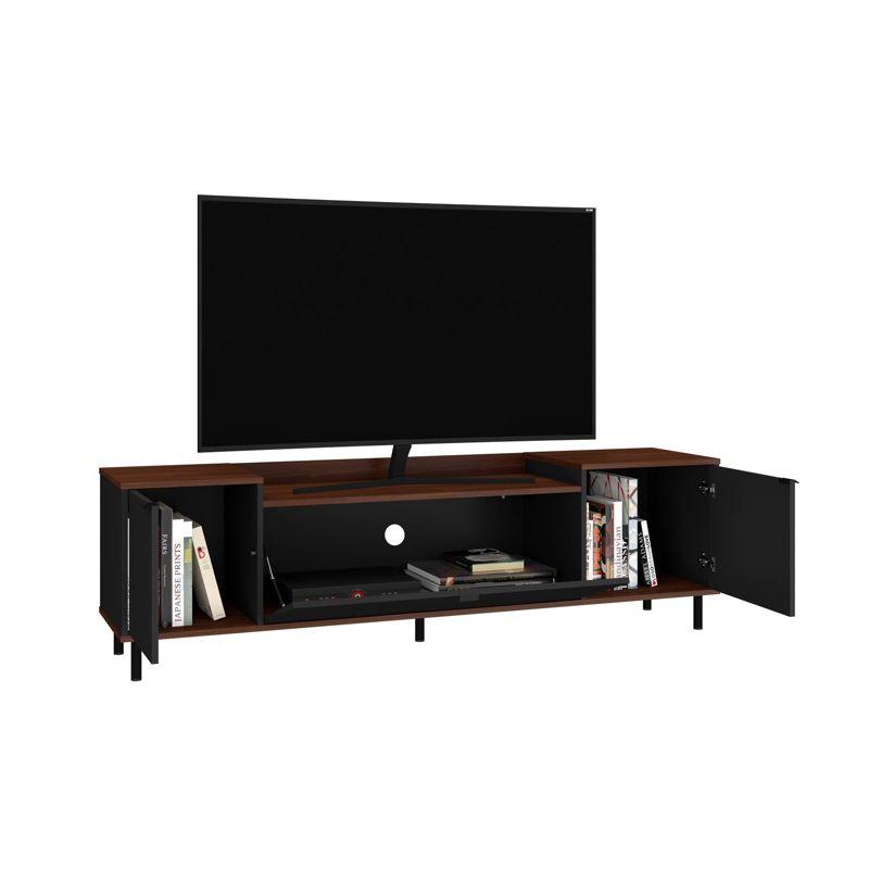 Mosholu TV Stand for TVs up to 60" Black/Nut Brown - Manhattan Comfort: Media Storage, Cable Management