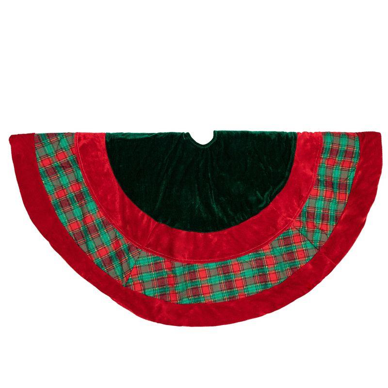 Northlight 48" Red and Green Plaid Velveteen Christmas Tree Skirt