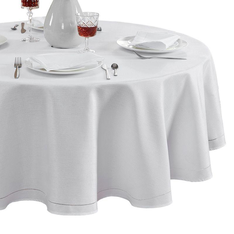 Elrene Alison Eyelet Punched Border Fabric Tablecloth - Elrene Home Fashions