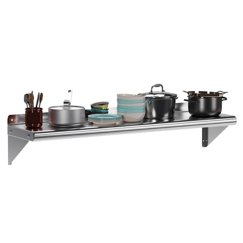 Whizmax Heavy-Duty Stainless Steel Wall Mount Shelf with Backsplash