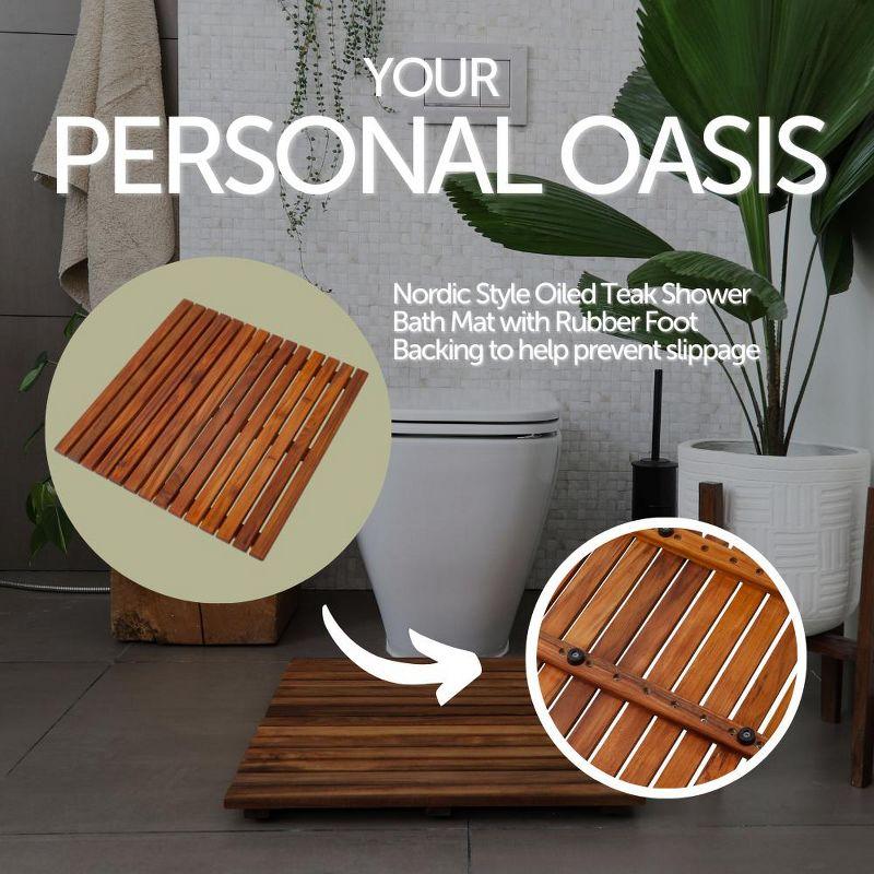 Nordic Teak 19.6" x 19.6" Oiled Shower and Bath Mat