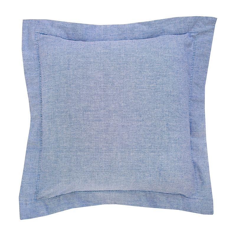 Elisabeth York Blue Cotton Hemstitch Throw Pillow