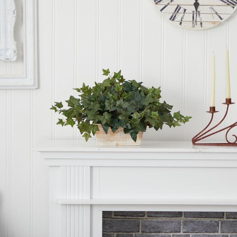 Nearly Natural Ivy with White Wash Planter Silk Plant