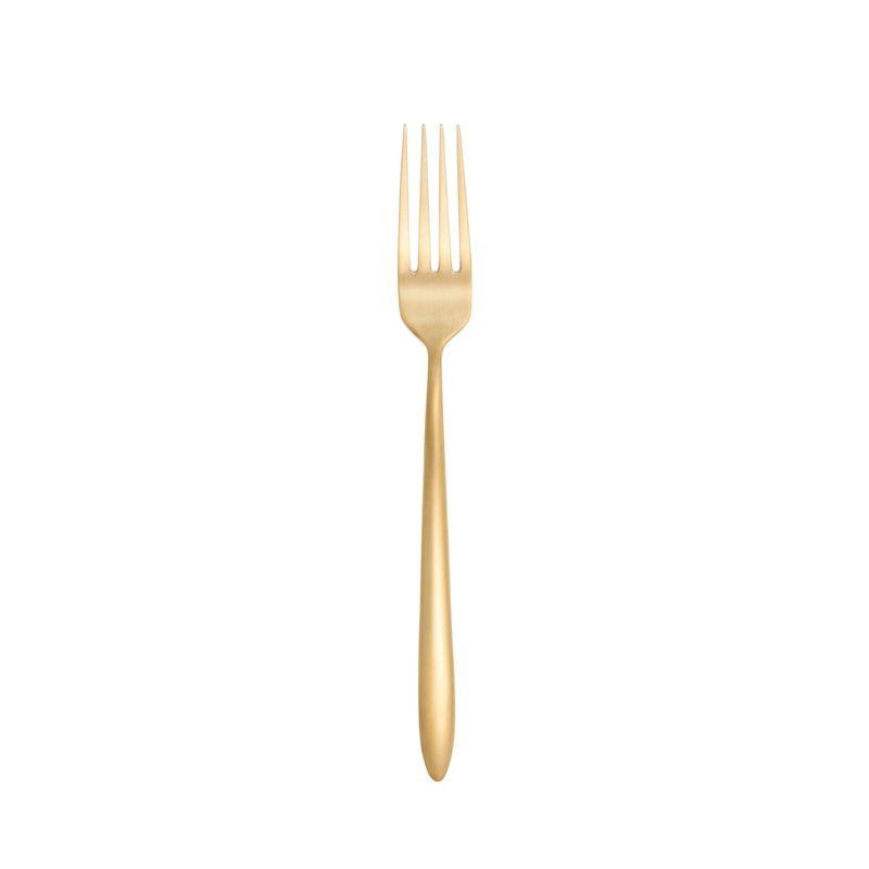 Fortessa Tableware Solutions 5pc Velo Brushed Gold Plated Flatware Set: 18/10 Stainless Steel, Dishwasher-Safe, Service for 1