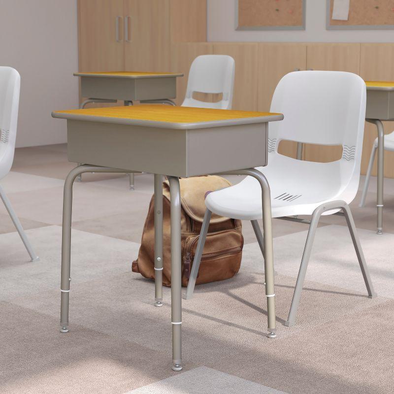 Flash Furniture Goddard Height-Adjustable Open Front Student Desk with Metal Book Box