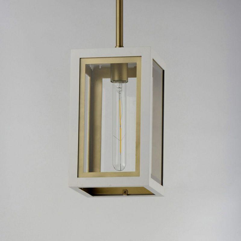 White and Gold Glass Outdoor Pendant Light