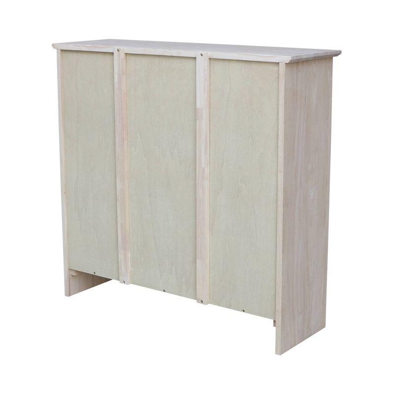 36"x38" Shaker Bookcase Unfinished - International Concepts: Rubberwood, 3 Fixed Shelves, Enclosed Back