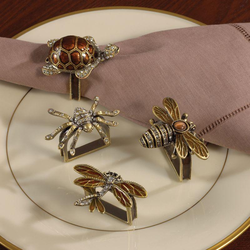 Gold Spider Design Napkin Rings, Set of 4