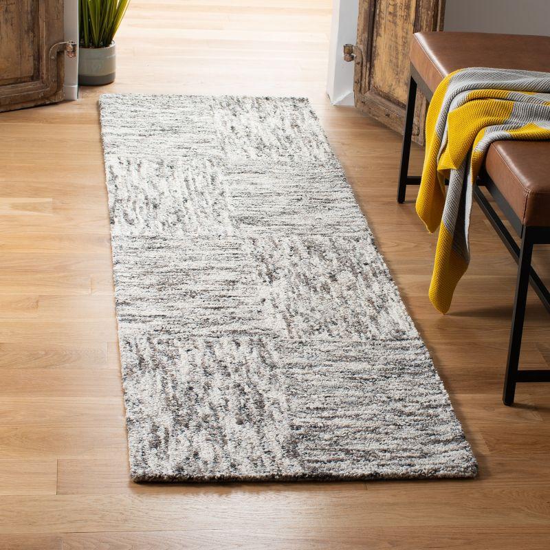 Ivory & Charcoal Abstract Hand-Tufted Wool Blend Runner Rug - 2'3" x 8'