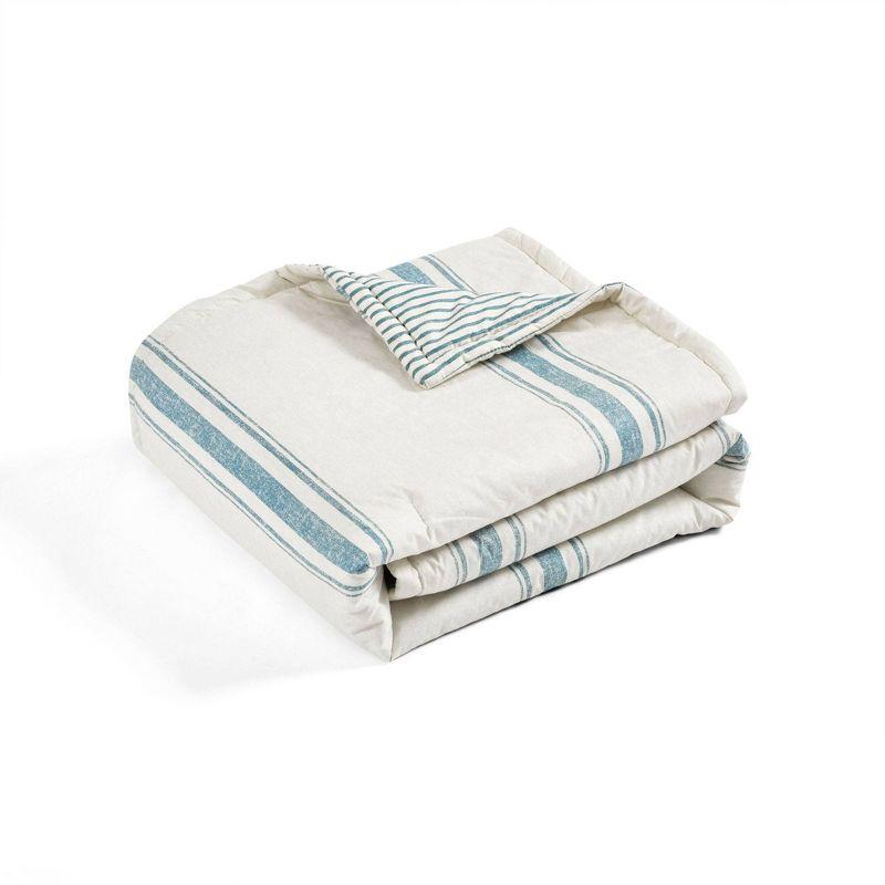 Lush Décor 50"x60" Farmhouse Stripe Throw Blanket Blue