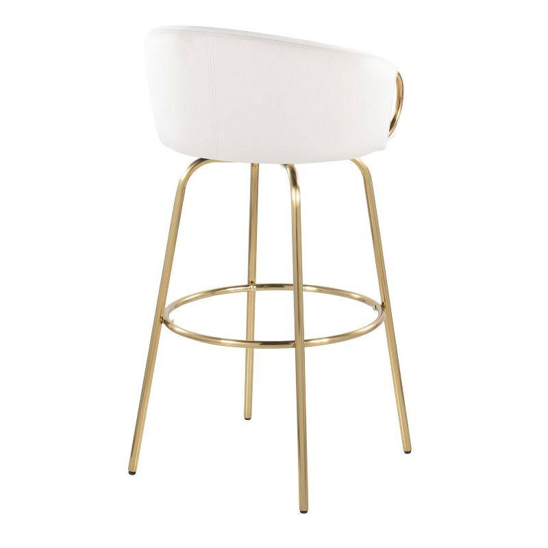 Set of 2 Claire Barstools Gold/Cream - LumiSource: Chic Velvet Upholstery, Fixed Height, Swivel Function