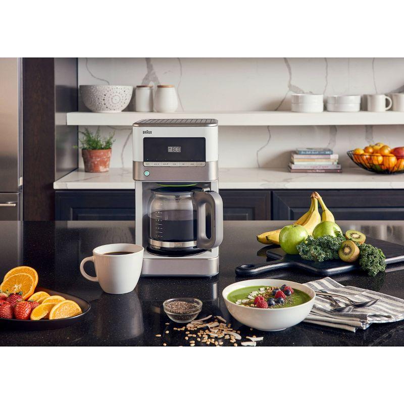 Braun BrewSense 12-cup Drip Coffee Maker - KF6050WH - Stainless Steel/White: Automatic Shut-Off, Glass Carafe, 1000W