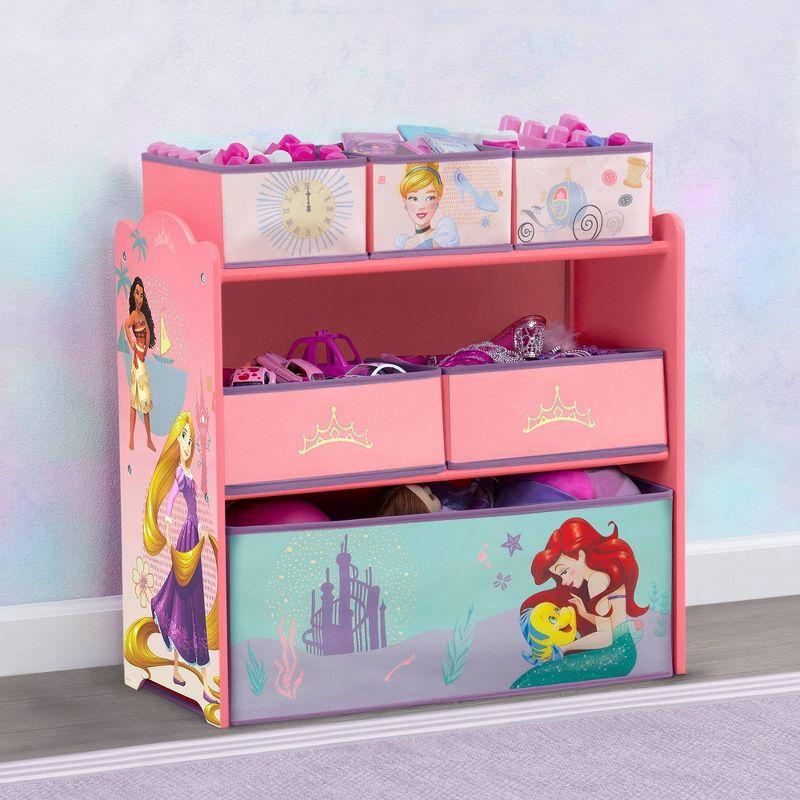 Delta Children 6 Bin Design and Storage Toy Organizer - Greenguard Gold Certified - Disney Princess