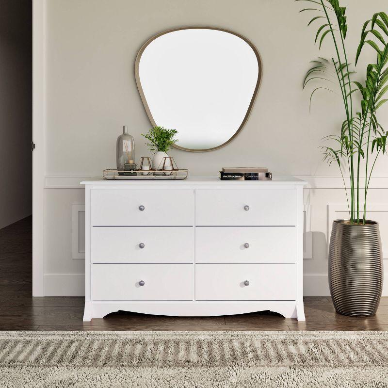 Prepac Monterey Dresser White: 6-Drawer Storage, Wood Composite, Bedroom Furniture, 29"H x 48"W