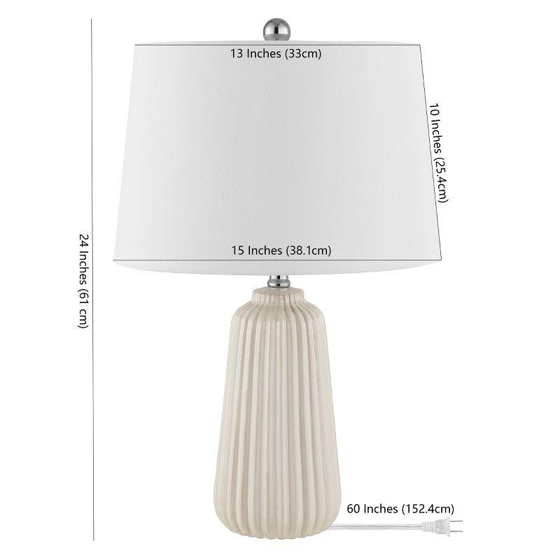 Wildon Home® Modern Ceramic Table Lamp With Led Bulb Included - Elegant Ivory Finish And Textured Design For Bedroom, Living Room, Or Home Office