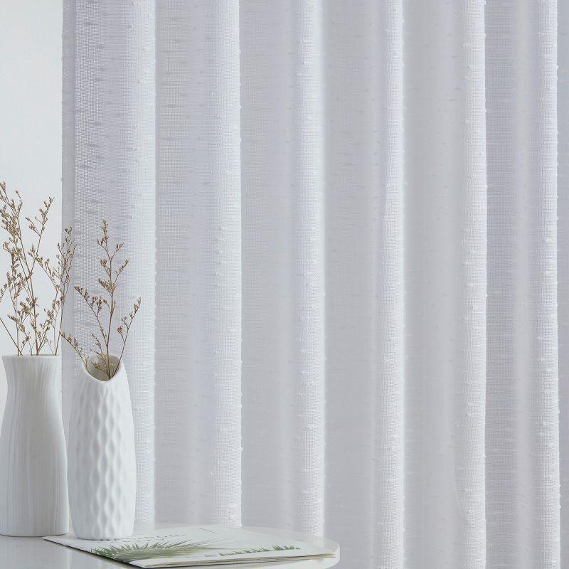 HLC.ME Emily Faux Linen Semi Sheer Light Filtering Back Tab Pocket Lightweight Window Curtains Drapery, 2 Panels - Beige, 54 W x 96 L