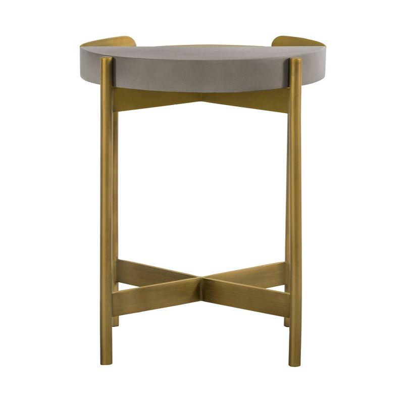 Dua End Table Gray Concrete/Antiqued Brass - Armen Living