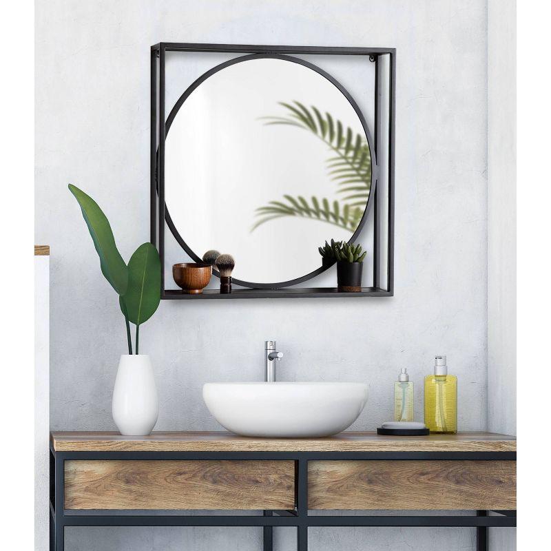 24" x 24" McCauley Functional Wall Mirror Black - Kate & Laurel All Things Decor: Modern Geometric, Iron Frame, No Assembly Required