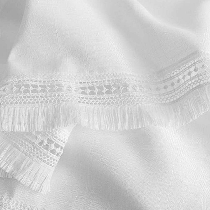 Ellis Intricate Brush Fringe Sewn on Bottom Edge 1.5" Rod Pocket Only Tailored Valance 80"x15" White