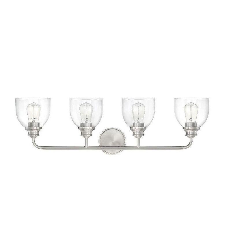 Satin Nickel 4-Light Vanity with Clear Glass Shades